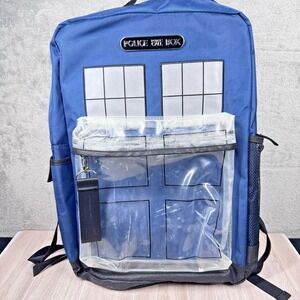 Doctor Who‎ TARDIS Backpack Blue Police Box Laptop School Bag 19x13